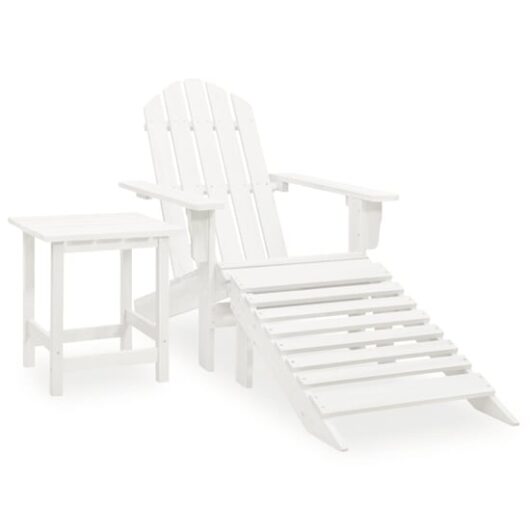 Adrius Garden Chair With Ottoman And Table In White