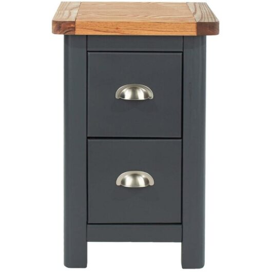 Bedside Table 2 Drawer Blue Petite Bedroom Furniture Cabinet Wooden Nightstand