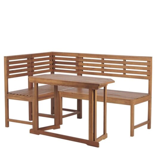 Beliani - Modular Balcony Furniture Set Corner Bench Foldable Table Acacia Wood Treia