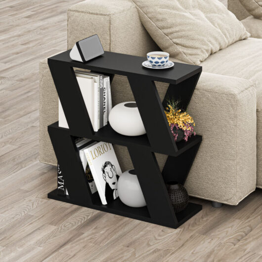 Lazena Modern Side End Coffee Table Multipurpose h 55.4cm 3 Tier - Black Bute - Black Bute - Decortie