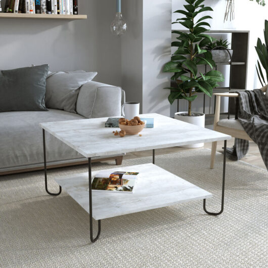 Marbo Modern Coffee Table Multipurpose h 45cm - Ancient White - White - Decortie