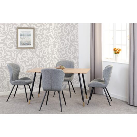 Seconique Hamilton Medium Dining Table Set with 4 Quebec Dining Chairs in Medium Oak, none