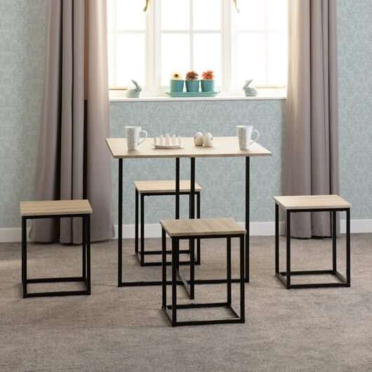 Seconique Kent 1 plus 4 Stowaway Dining Set in Sonoma Oak Effect/Black, none