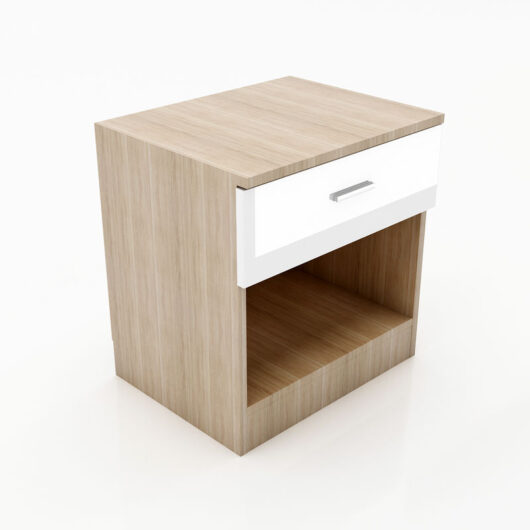 White/Oak High Gloss Bedside Cabinet Nightstand Table Storage Shelf with Bin Drawer for Bedroom,Livingroom and Home Storage Organizer - Elegant