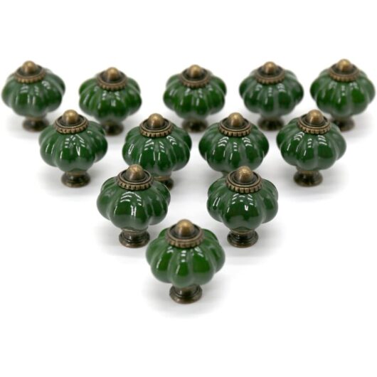 12Pcs Ceramic Knobs Drawer Cabinet Pulls Kitchen Furniture Handle Cupboard Table Handle (Dark Turquoise (33mm)) - Csparkv