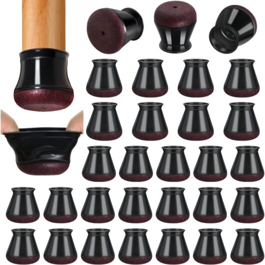 32pcs Chair Leg Protector, Black Small Chair Leg Pads Floor Protectors(M)