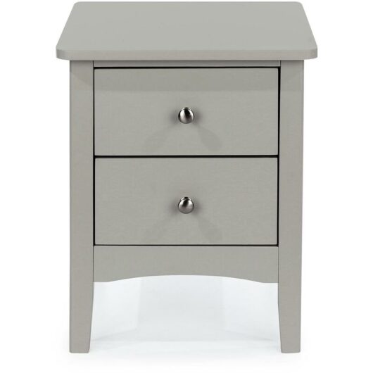 Bedside Cabinet 2 Drawer Bedroom Drawer Side Table Nightstand Metal Handles Grey - Grey