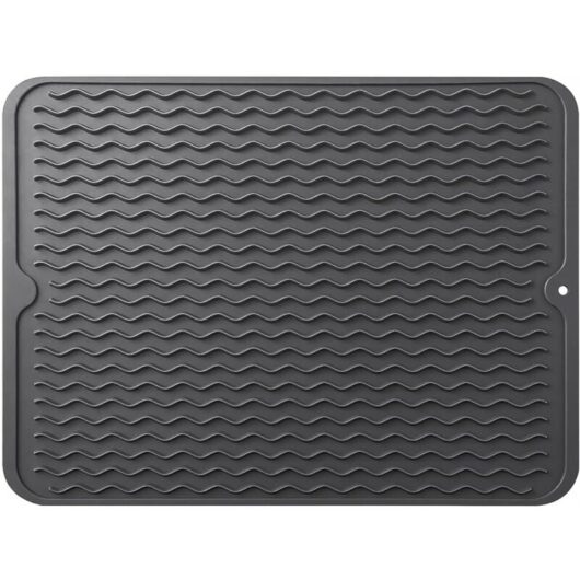 Dish Drying Mat, Quick Dry Silicone Dish Drainer, Board Mat for Kitchen Counter Table Accessories, Heat Resistant Non-Slip Dish Draining Mat, Black