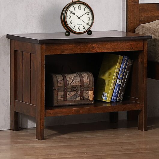 Adkins Wooden Bedside Cabinet In Antique Oak