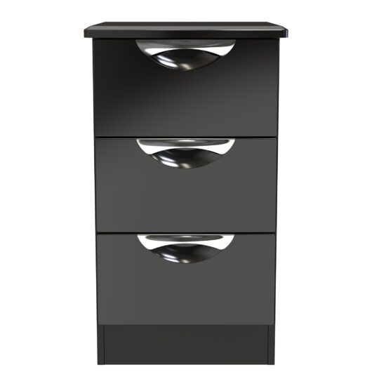 Camden Bedside Table Black 3 Drawers 70cm