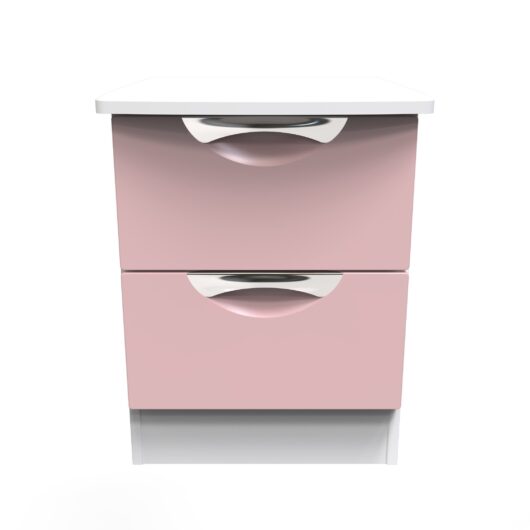 Camden Bedside Table Pink & White 2 Drawers 51cm
