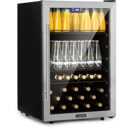 Klarstein - Beer Fridge, Glass Mini Fridge for Bedrooms, Food, & Drinks, Small Fridge Wine Cooler, Glass Door Drinks Fridge, 147L Table Top Fridge w/