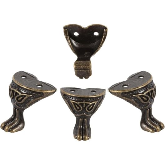 Ccykxa - 4pcs Small Decorative Corner Legs for Jewelry Box,Small Decorative Corner Legs for Jewelry Box,Antique Brass Box Feet with Screws for
