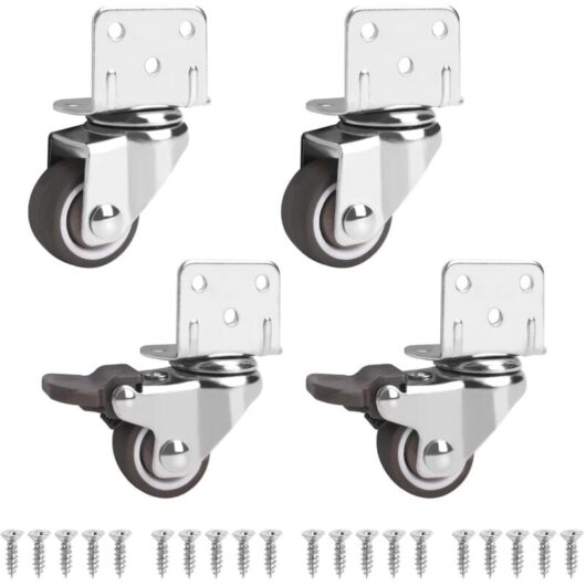 Ccykxa - Set of 4 Swivel Furniture Casters, 2 with Brakes, 25mm Small Furniture Casters - 360 Degree Rotation, Load Capacity 44kg, Small Swivel
