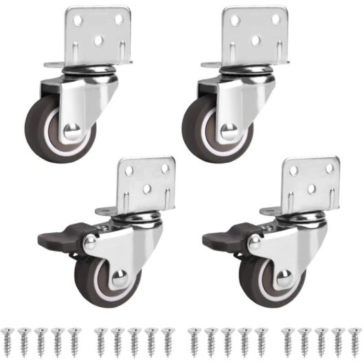 Ccykxa - Set of 4 Swivel Furniture Casters, 2 with Brakes, 32mm Small Furniture Casters - 360 Degree Rotation, Load Capacity 60kg, Small Swivel