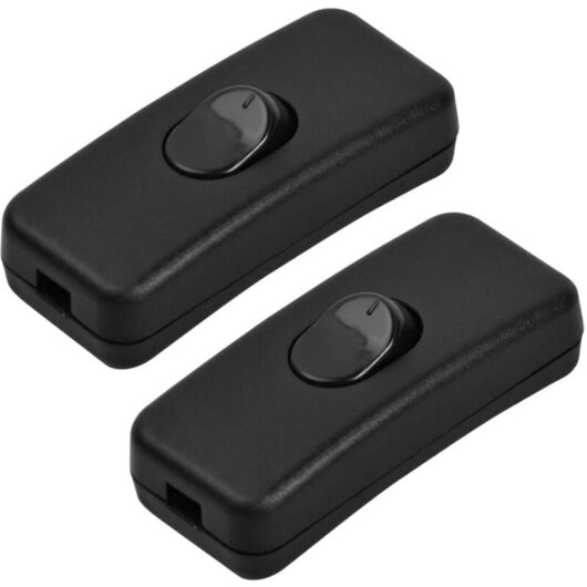 2A Single Pole Rocker Switch, 2A 250V Inline Cord Rocker Switch, Inline Cord Switch for Small Appliances or Lamps (Black)
