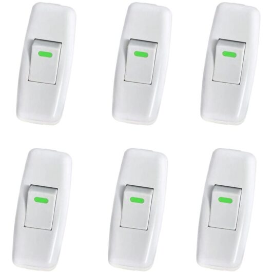 6 Pack Lamp Switch, Torpedo Switch, Inline Cord Switch, Bedside Lamp Switch, Inline Rocker Switch for Nightstand Table Lamp On/Off Button Replacement
