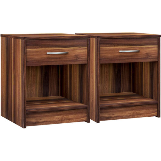 Casaria set of 2 bedside tables Hamburg with drawer handle storage compartment 50x40x35 cm Merano brown bedside table nightstand bed