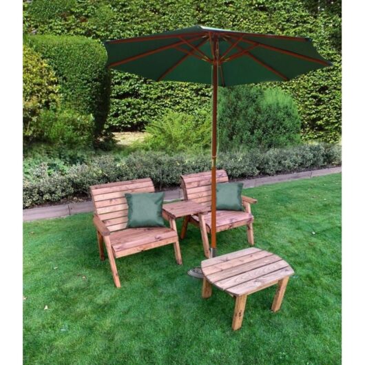Grand Twin Straight Chair with Coffee Table - W220 x D74 x H98 - Fully Assembled - Green