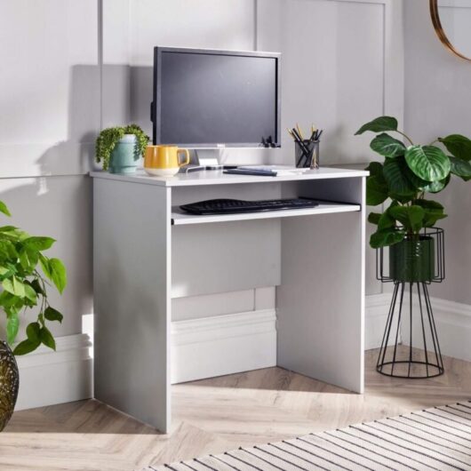 Home Source - Newport Grey Computer Desk pc Laptop Table Home Office Study Workstation Gaming