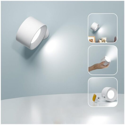 Indoor Wall Light, LED Touch Wall Lamp with USB Charging Port, Touch Control, 3 Brightness Levels, 3 Temperatures, 360° Rotatable Bedside Lamp for
