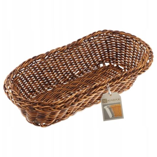 KADAX Woven Basket, Bread Basket, Fruit Basket, Brown, Oblong