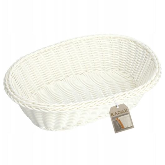 KADAX Woven Basket, Bread Basket, Fruit Basket, Cream, Oval
