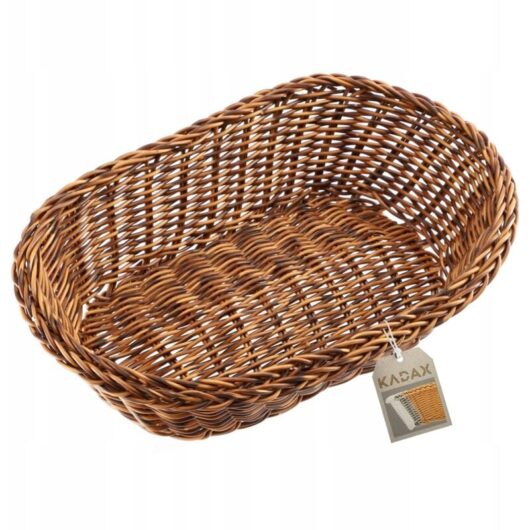 KADAX Woven Basket, Bread Basket made of Polypropylene, Fruit Basket, Brown, Oval