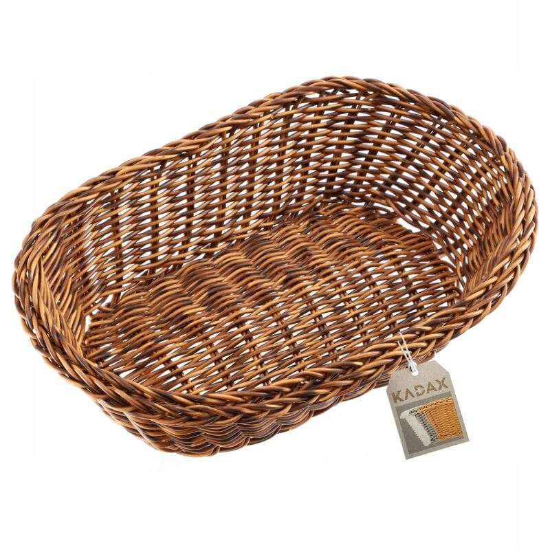 KADAX Woven Basket, Bread Basket made of Polypropylene, Fruit Basket, Brown, Oval