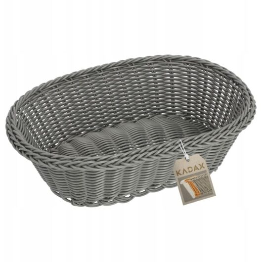 KADAX Woven Basket, Polypropylene Bread Basket, Fruit Basket, Grey, Oval