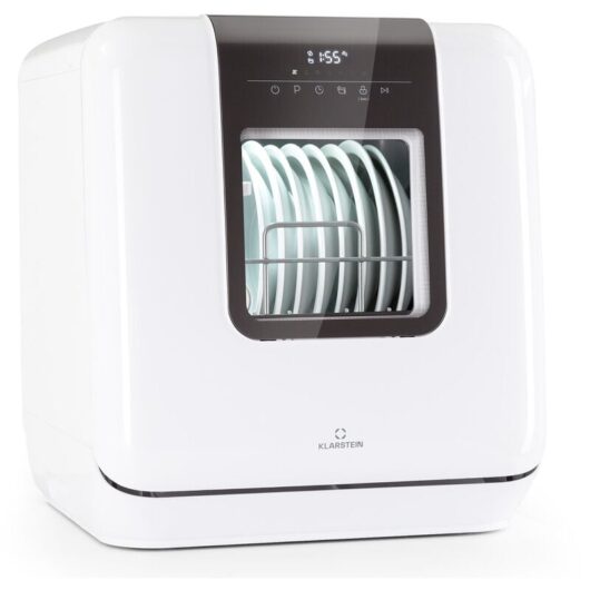 Klarstein Table Top Dishwasher, 3 Place Setting Mini Dishwasher, Quiet Operation Countertop Dishwasher w/ 7 Washing Programs, Small Tabletop