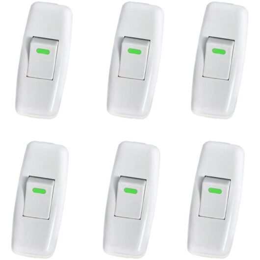 Lamp Switch, Torpedo Switch, Inline Cord Switch, Bedside Lamp Switch, Inline Rocker Switch for Bedside Lamp On/Off Button, 6 Pack