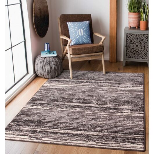 Lord Of Rugs - Modern Poly Blizzard Abstract Stripes Dark Grey Rug Floor Mat Carpet Small 80 x 150 cm (2'6'x5'0')