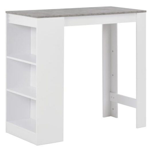 Winnie Wooden Bar Table With Shelf In Concrete And White