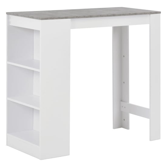 Winnie Wooden Bar Table With Shelf In Concrete And White