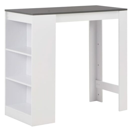 Winnie Wooden Bar Table With Shelf In Grey And White