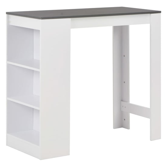 Winnie Wooden Bar Table With Shelf In Grey And White
