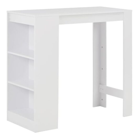 Winnie Wooden Bar Table With Shelf In White