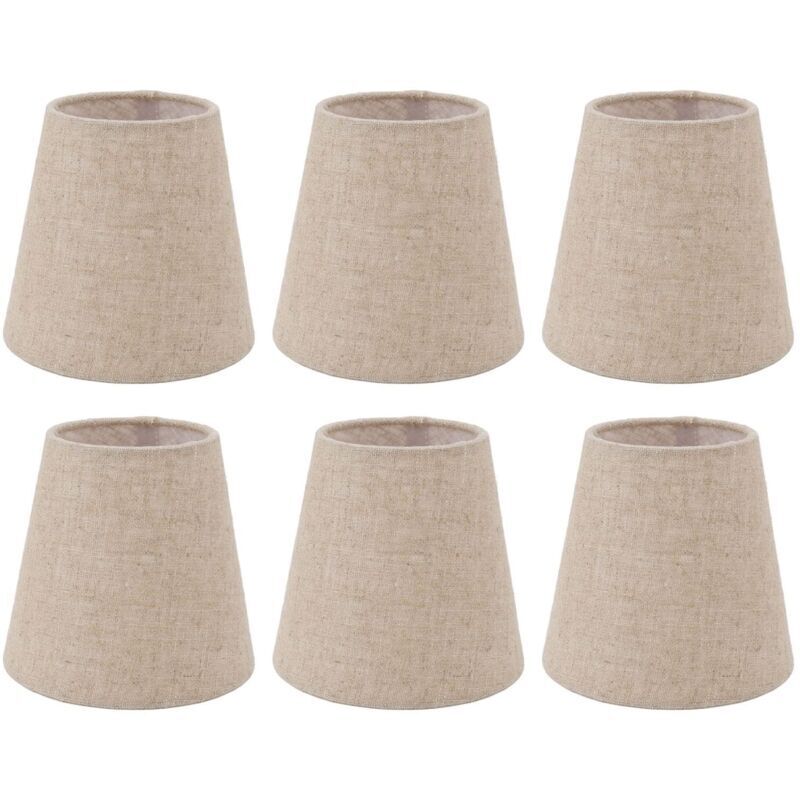 6-Piece Small Lampshade Set, Clip-On Linen Fabric Drum Lampshades, Wear-Resistant, Good Light Transmission, Lampshades for Table Lamps, Lampshades for