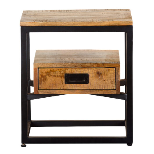 Abbeville Wooden Side Table With 1 Drawer - Oak And Black