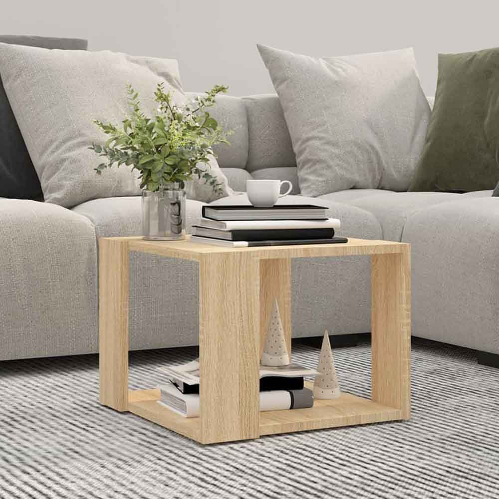 Baina 40cm Square Wooden Coffee Table - Sonoma Oak