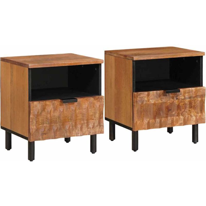 Bedside Cabinet 2 pcs Brown 40 x 33 x 46 cm Solid Mango Wood vidaXL