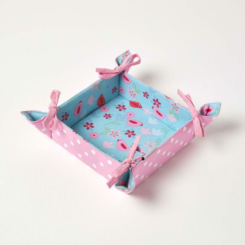 Bird & Flowers Reversible Bread Basket - Homescapes