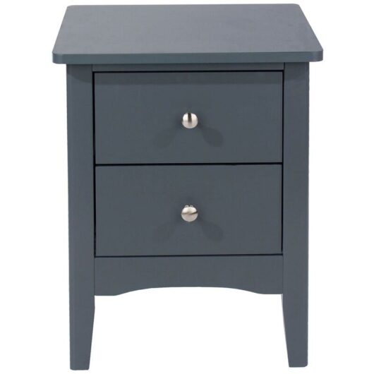 Home Source - Bedside Cabinet 2 Drawer Bedroom Drawer Side Table Nightstand Metal Handles Blue