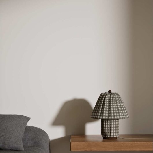M&S Full Pleat Gingham Table Lamp Green