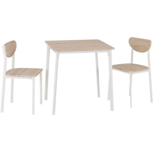 Seconique Riley Small Dining Set Light Oak Veneer Table & 2 Chairs