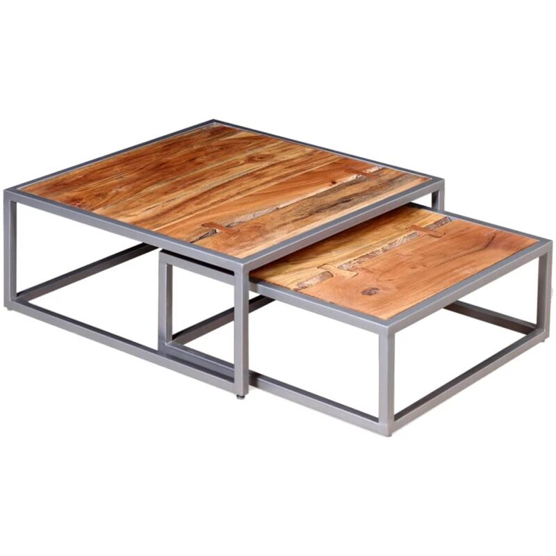 Two Piece Coffee Table Set Solid Acacia Wood Vidaxl