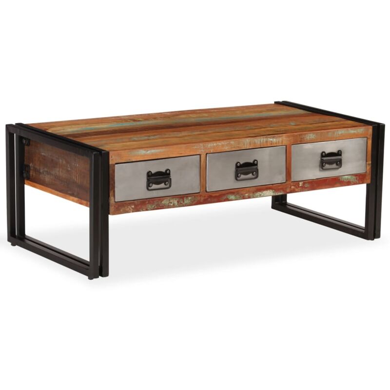 Vidaxl - Coffee Table with 3 Drawers Solid Reclaimed Wood 100x50x35 cm