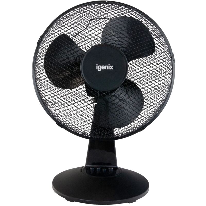 12 Inch Desk Fan, 3 Speeds, Black - DF1210BL - Igenix