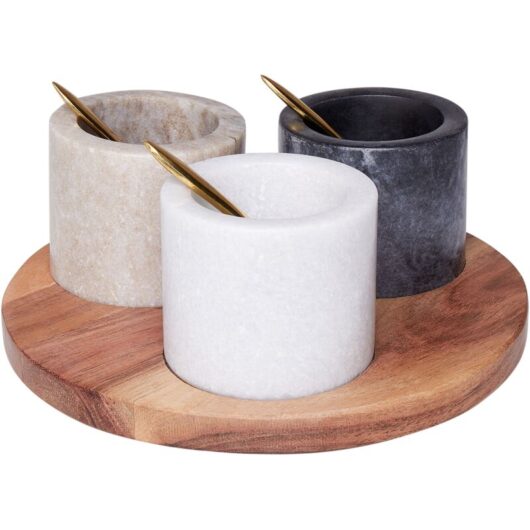 3 Bowl Serving Tray with Teaspoon HERAKLION Stone Multicolour